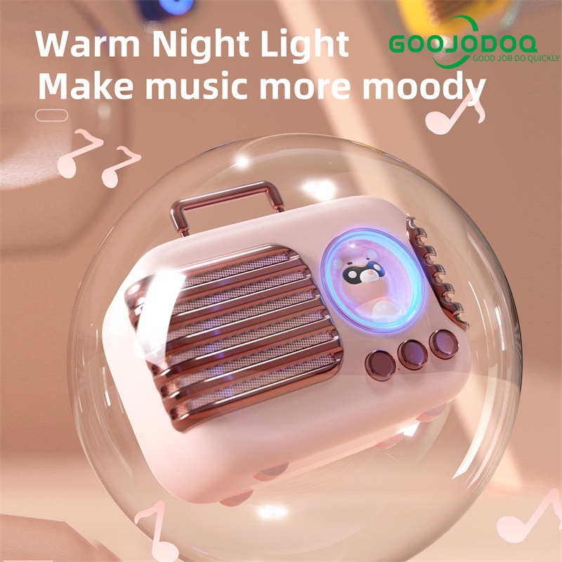 GOOJODOQ Bluetooth  Portable Speaker Cute Mini Wireless Small Stereo Retro Outdoor card Subwoofer