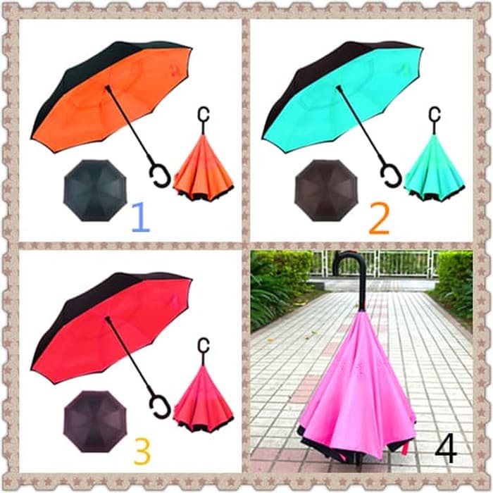 Payung Terbalik Reverse Umbrella With C Handle