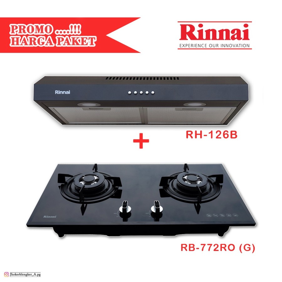 Cooker Hood Rinnai RH-126B Penghisap Asap Atas Kompor Slim Hood-garansi resmi