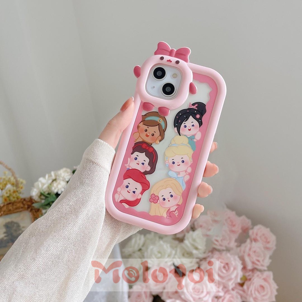 Soft Case TPU Desain Kartun Disney Princess 3D Untuk iPhone 11 14 Pro MAX XR 8Plus 7Plus 13 12 11 Pro MAX X XS MAX 6 6S 14 Plus SE 2020