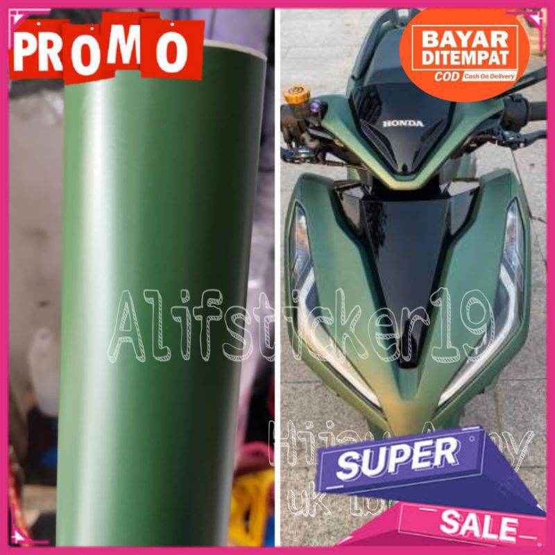 Skotlet Hijau Army Doff Stiker Skotlet Motor Hijau Glossy Stiker Doreng Loreng Army
