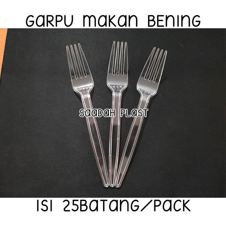 (ISI 25) GARPU MAKAN PLASTIK - BENING / GARPU PLASTIK