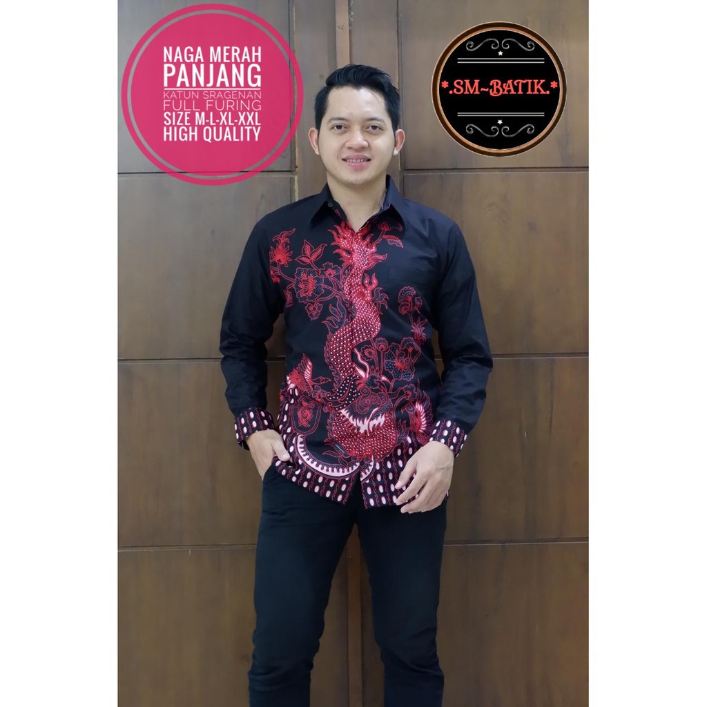 NAGA MERAH / BATIK PRIA LENGAN PANJANG / by SM-BATIK / 10.3