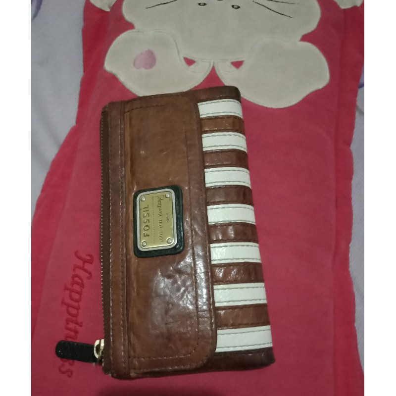 ➖SOLD➖ Dompet wallet preloved fossilpreloved branded prelovedfossil emory stripes long wallet second