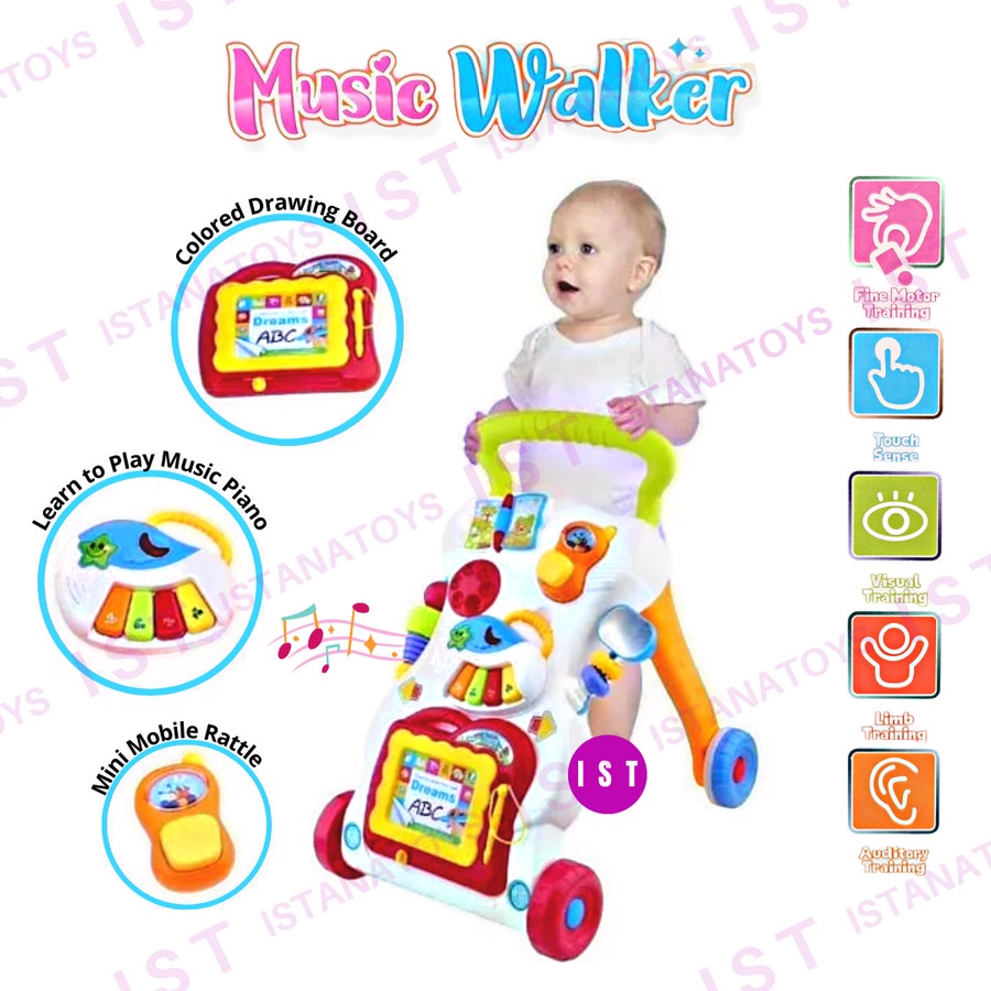 mutiaratoys mainan music walker baby walker belanjar jalan au03