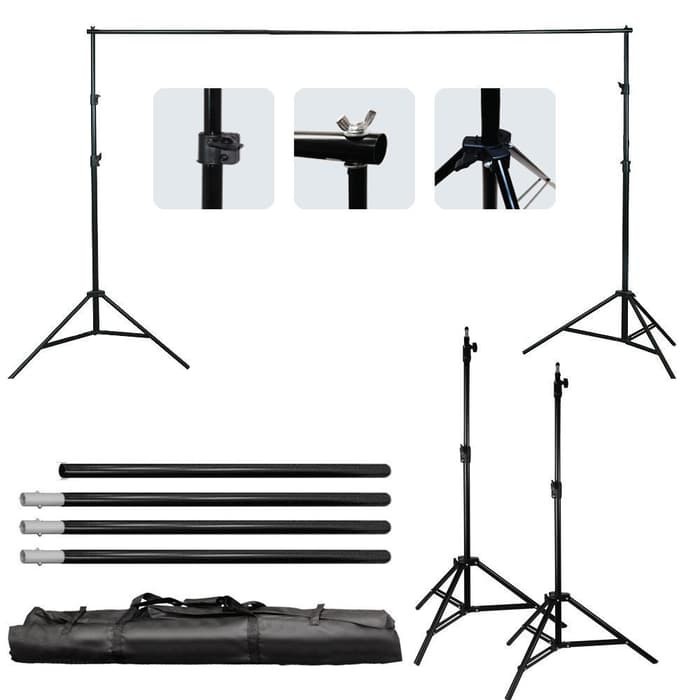 Tiang Bracket background Stand 3M 3 meter untuk Backdrop Foto Studio Back Drop Vlog jnp TaffSTUDIO