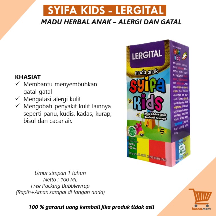 Madu Anak Syifa Kids LERGITAL [Alergi dan Gatal] / Obat Herbal Alergi Gatal Anak Alami - Asli