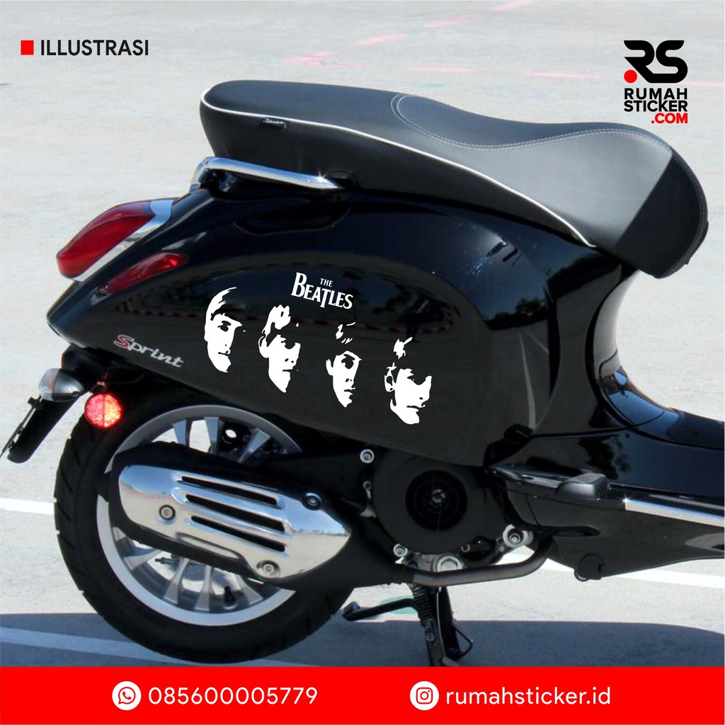 Sticker Stiker Cutting Piaggio Vespa The Beatles Siluet Face