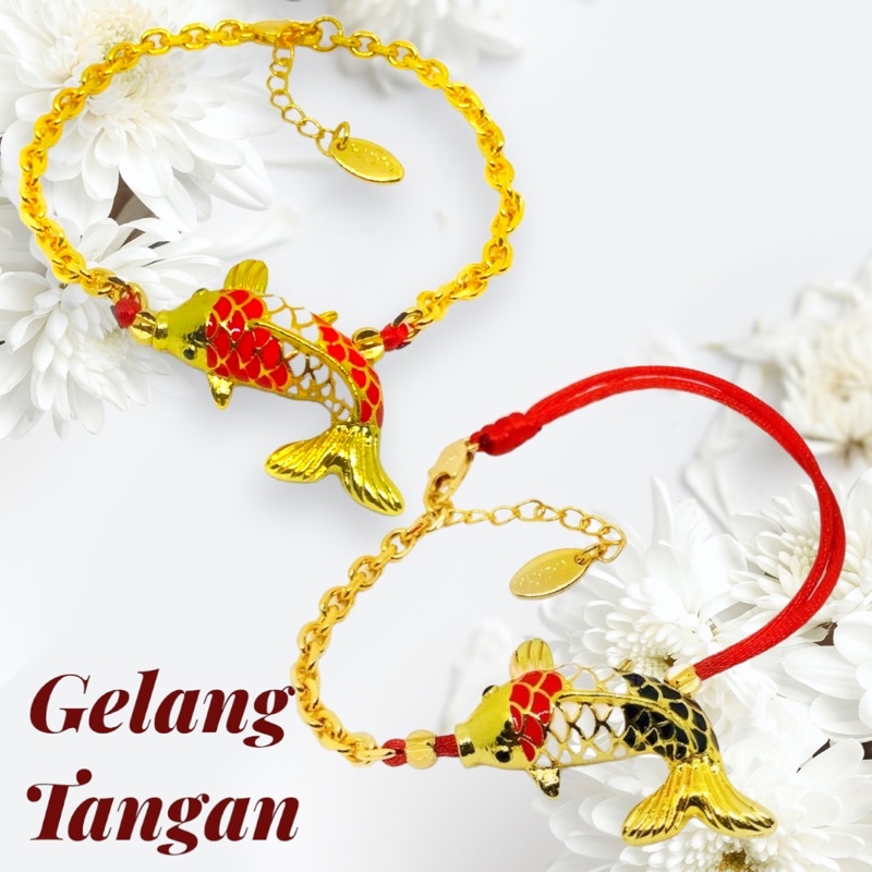 gelang wanita //gelang ikan koi //perhiasan //gelang lapis emas