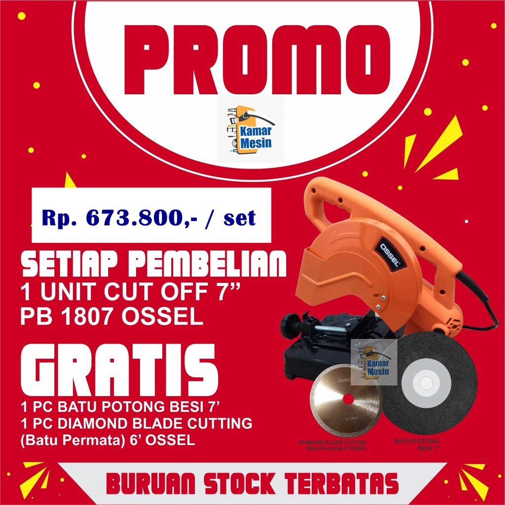 Potong Besi 7 Inch Ossel Cut Off 7" PB 1807 OSSEL Potong Besi Ossel 7 inch Cut Off Ossel PB 1807