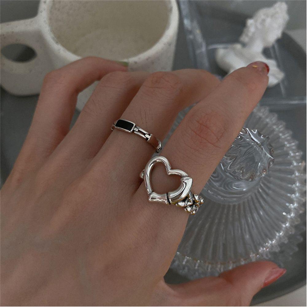 Lily Open Rings Fashion Cinta Hati Pesta Ulang Tahun Wanita Rings