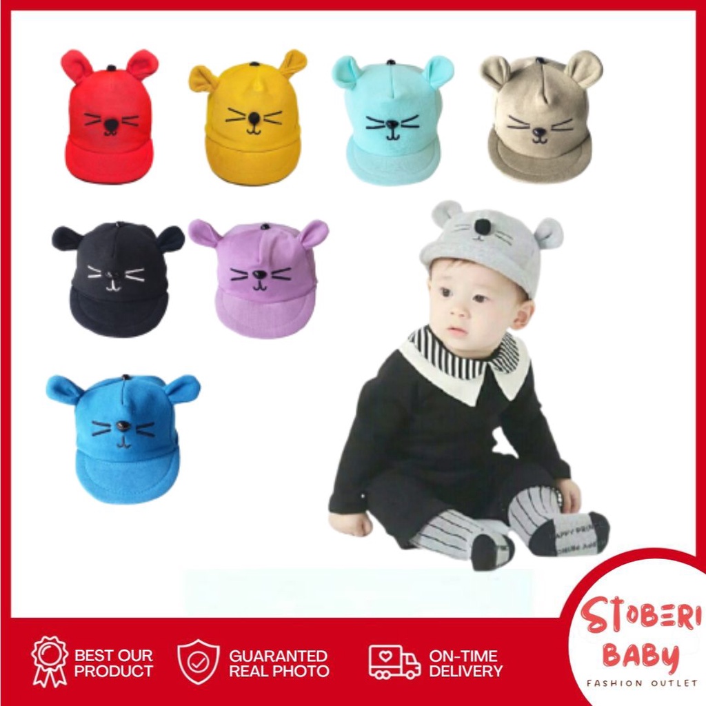 stoberi baby - TOPI MEOW CATS Topi Anak Lucu Model Apollo Usia 0 Sampai 1 Tahun Kualitas Terbaik