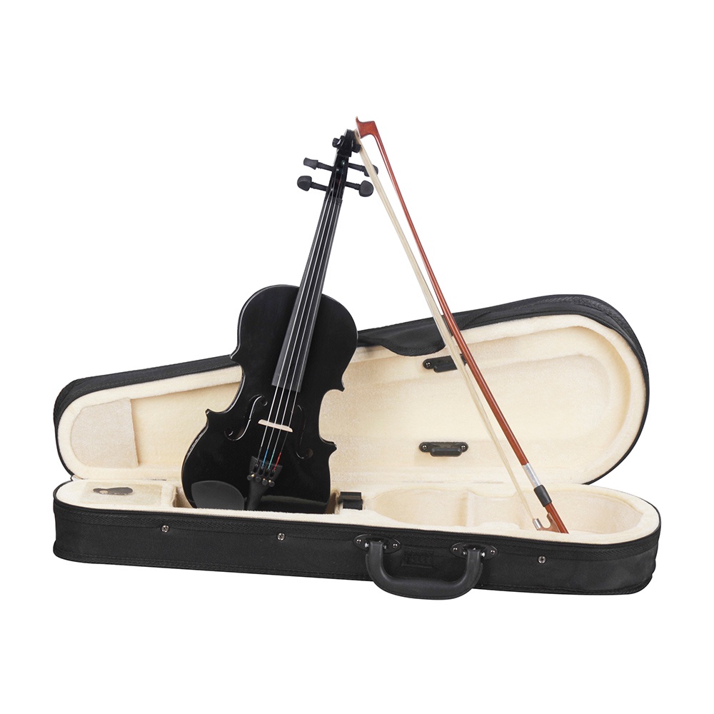 Biola Akustik 1 / 8 Warna Hitam Dengan Case + Busur + Rosin