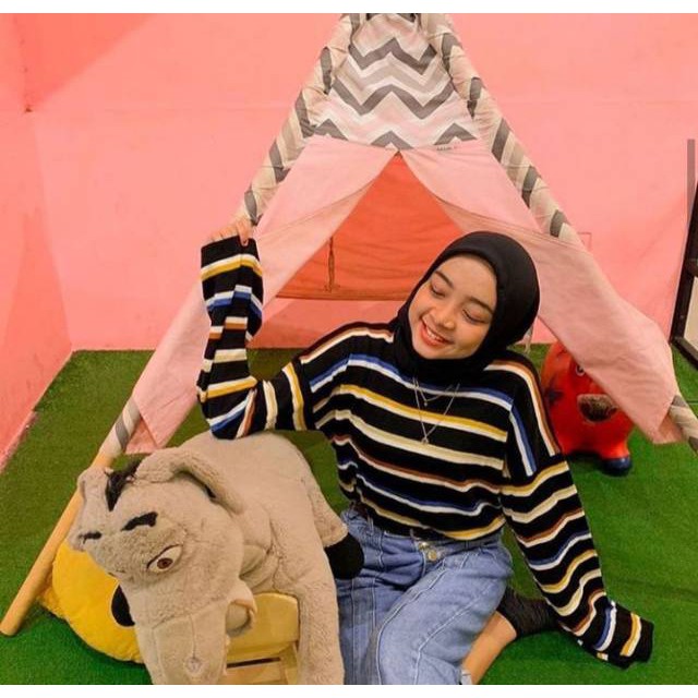 Stripe sweater Rainbow Knit / Sweater Rajut Wanita by giter's clothing