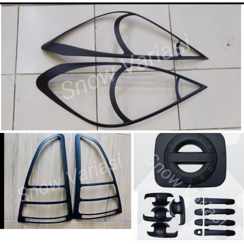 Paket Garnish Depan Belakang Outer Handle Tank Cover Innova lama old 2004 2005 2007 Hitam Chrome