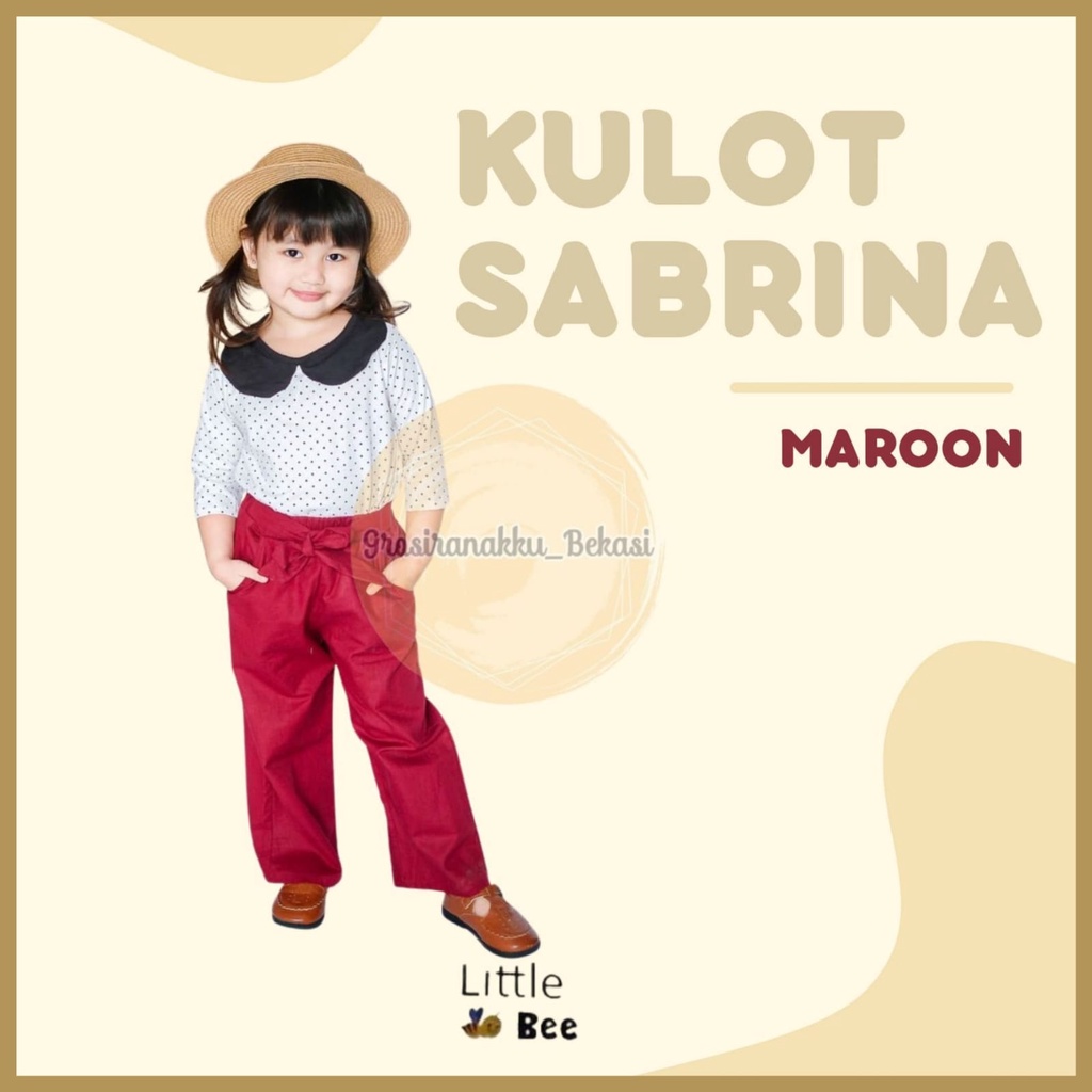 Kulot Anak Polos Sabrina Littlebee Junior Warna Maroon Size 2-6Tahun