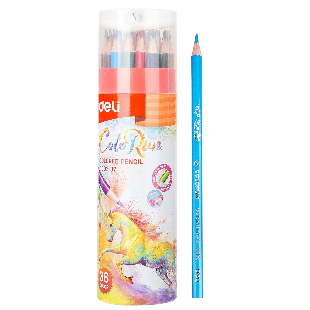 Deli Pensil Warna 12/24/36 Warna dengan Bonus Rautan Pensil pada box  EC00307-36 Warna - EC00337