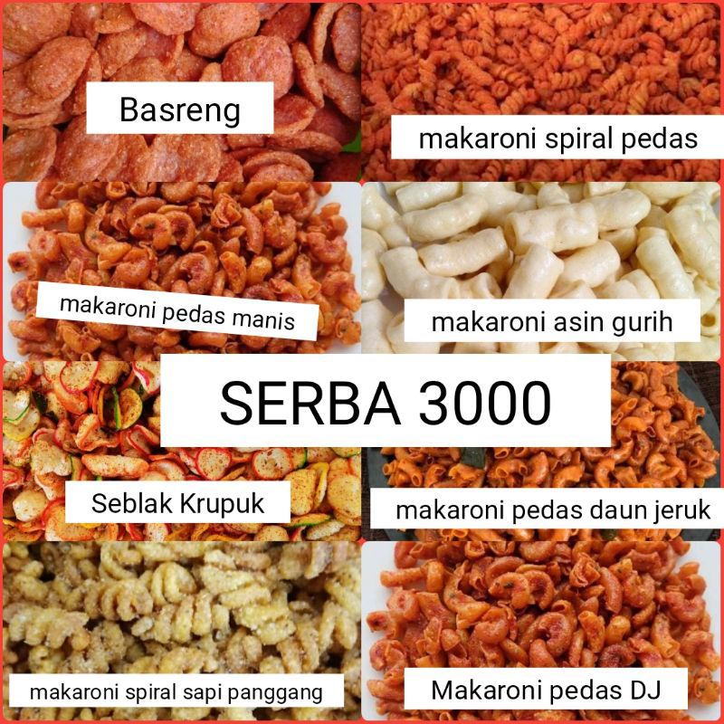 

ANEKA CAMILAN PEDAS MAKARONI / BASRENG / SEBLAK / PHOTATO SERBA 3000