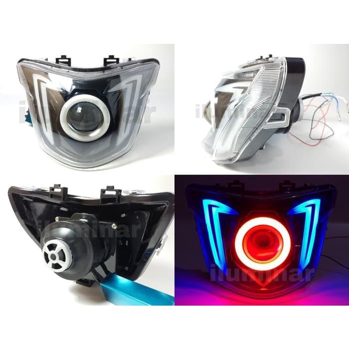 lampu utama mx king RTD projie projektor led high low AE merah