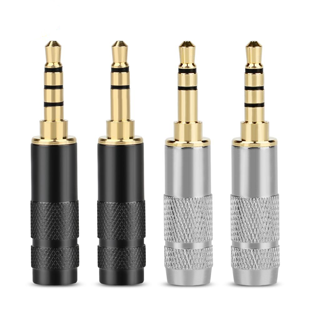 3.5mm 3 / 4 Poles Earphone Plug Straight Audio Jack Headphone 6.0mm Stereo Adapter Gold Plated Male Solder Line Connector