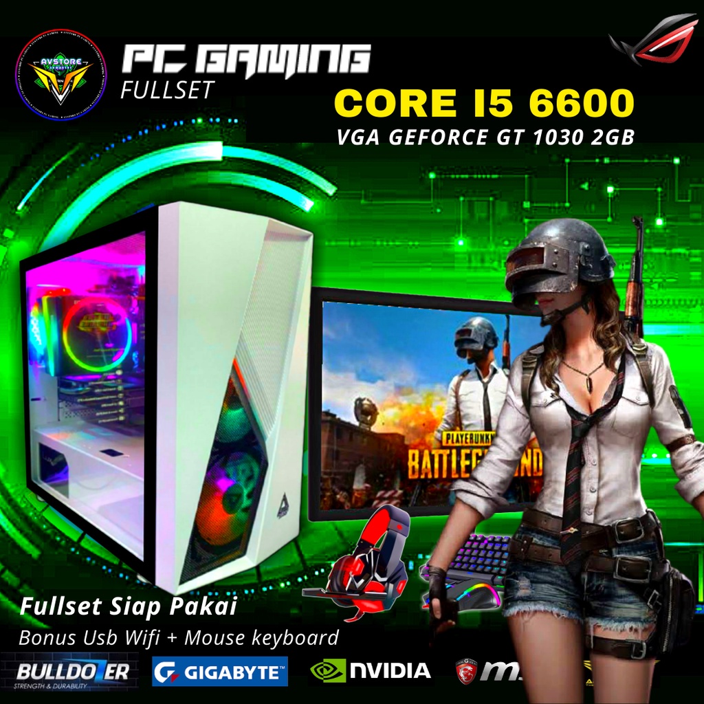 Pc Gaming Editing I5 Fullset Monitor 19 Inch Siap Pakai Editing Gaming I5 6600