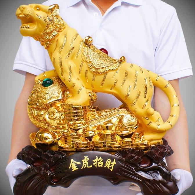 Patung Macan Emas Jumbo XXL Pajangan Hoki Shio Macan Gift Set Kado