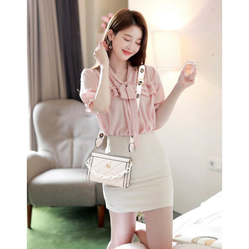 BJ57391 - BLACK/RED/WHITE - TAS SLEMPANG JINJING TOTEBAG HANDBAG TALI RANTAI BUNGA DAISY FLOWER TAS WANITA FASHION IMPORT MODIS ELEGAN TERMURAH TERLARIS TERBARU BAGSTORE JAKARTA TAS BATAM CR7391 GT1722