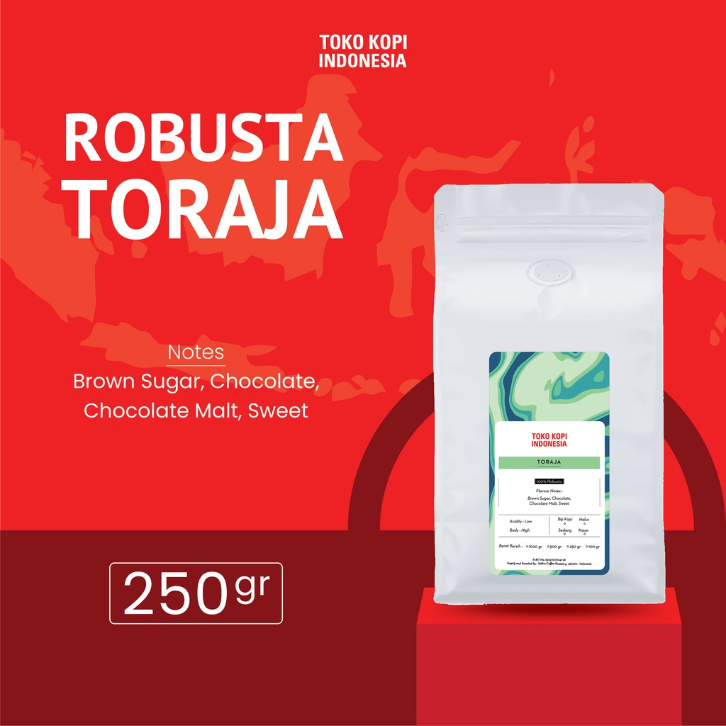 

Biji Kopi Bubuk Fine Robusta Toraja Coffee Roast Beans Espresso Bean 250 Gram Coffe Roaster Roastery