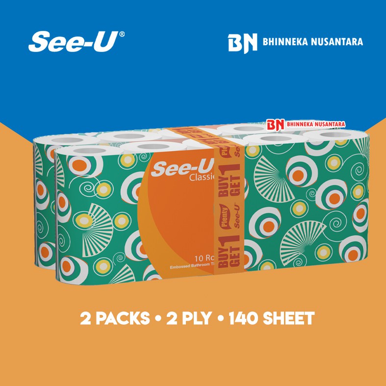 Agen See-u Classic Embossed Bathroom Rolls Tissue [10 Roll/2 Ply] - Buy 1 Get 1 lRRQz1UoKpVmn