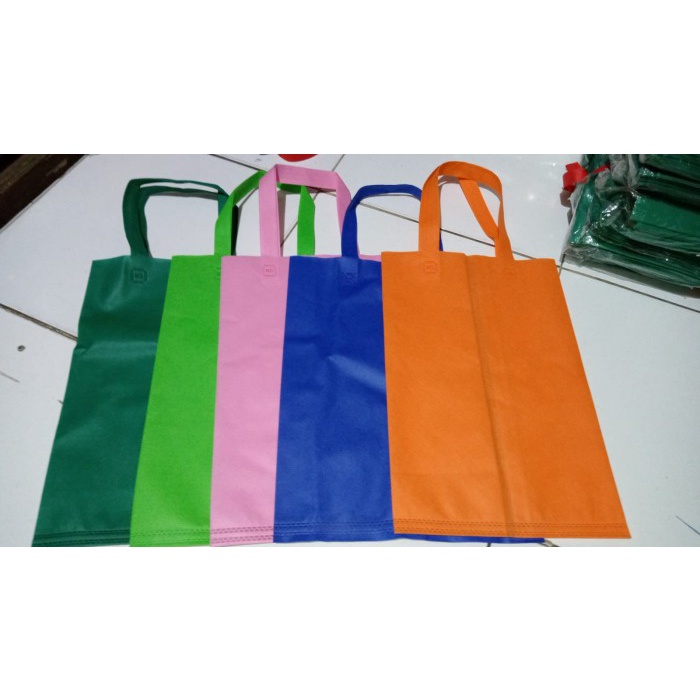

NEW ECERAN MURAH Tas Spunbond Tali Box Kotak/Tas Kain Kotak Nasi - OREN 26x25cm