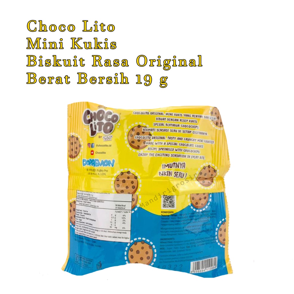 Mini Kukis *Choco Lito * Biskuit rasa Original * 19g