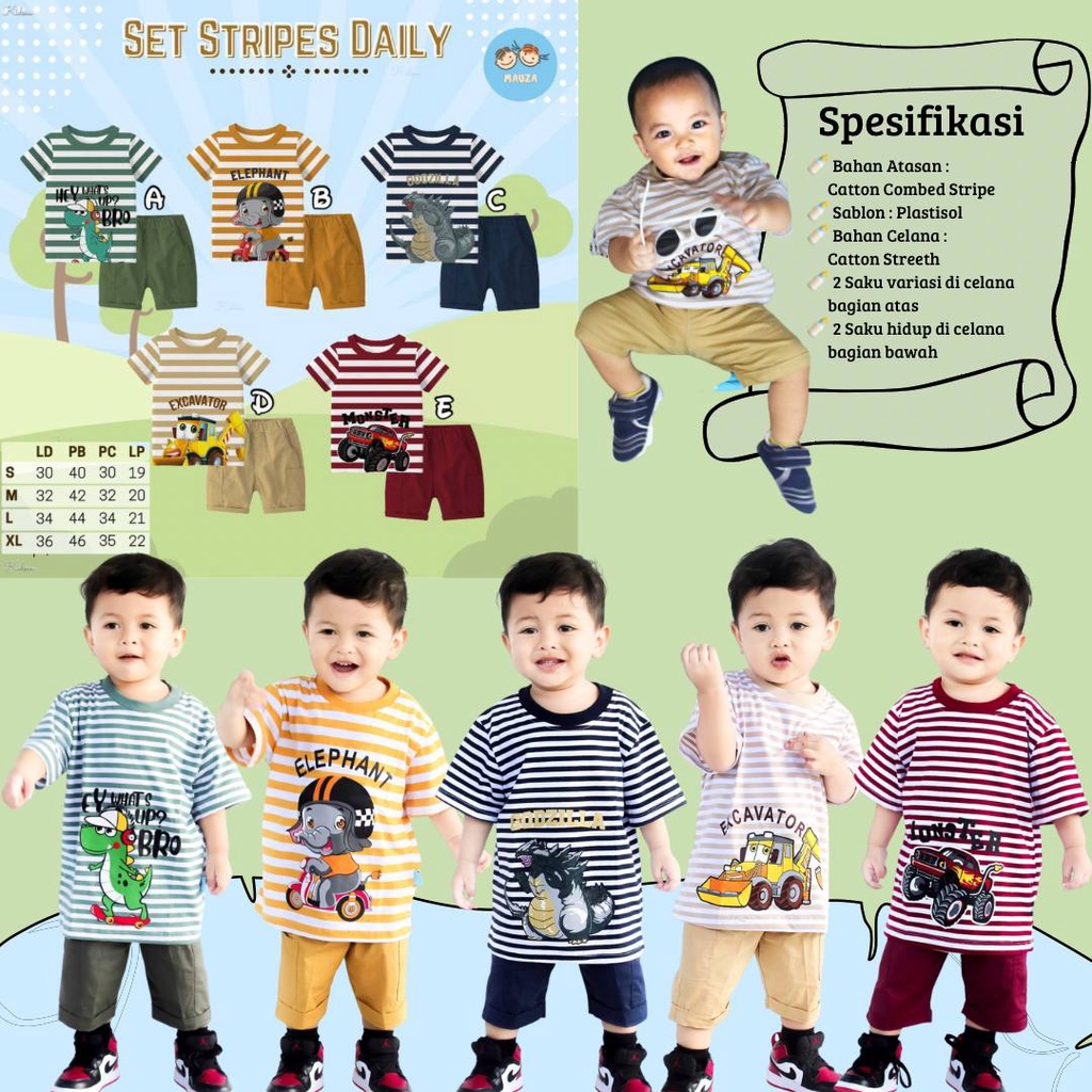 Setelan Stripe Daily Mauza