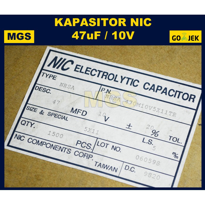 100Pcs Kapasitor Elko 47uf 10V Capacitor Elco 47uf 10V NIC