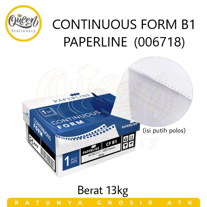 

1 BOX CONTINUOUS FORM B1 PAPERLINE (006718) - KERTAS NOTA FAKTUR KASIR