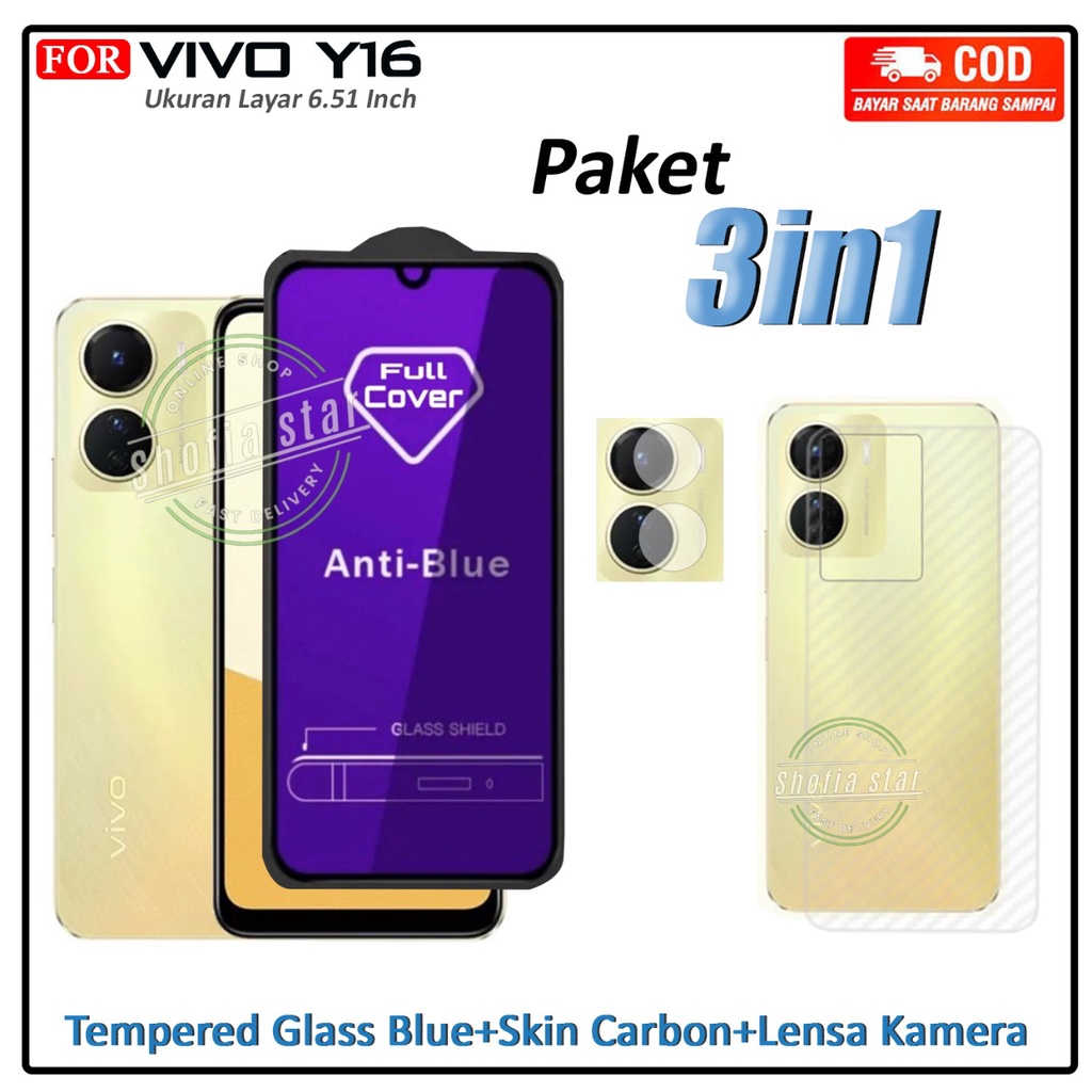 Promo 3in1 Tempered Glass bening Vivo Y16 Y35 Y36 Y91 Y93 Y95 Y91c Y1s Anti Gores Kaca Full Cover