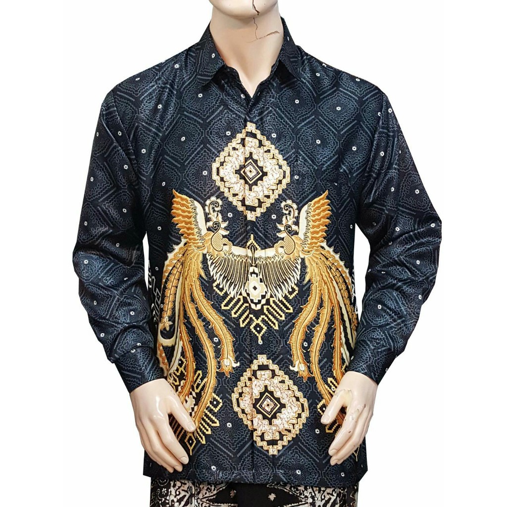 RISNA BATIK HRB026 KENONGO KEMEJA HEM PENDEK PADI PEKALONGAN SOGAN MERAK M L XL MURAH BATIK PRIA IJO