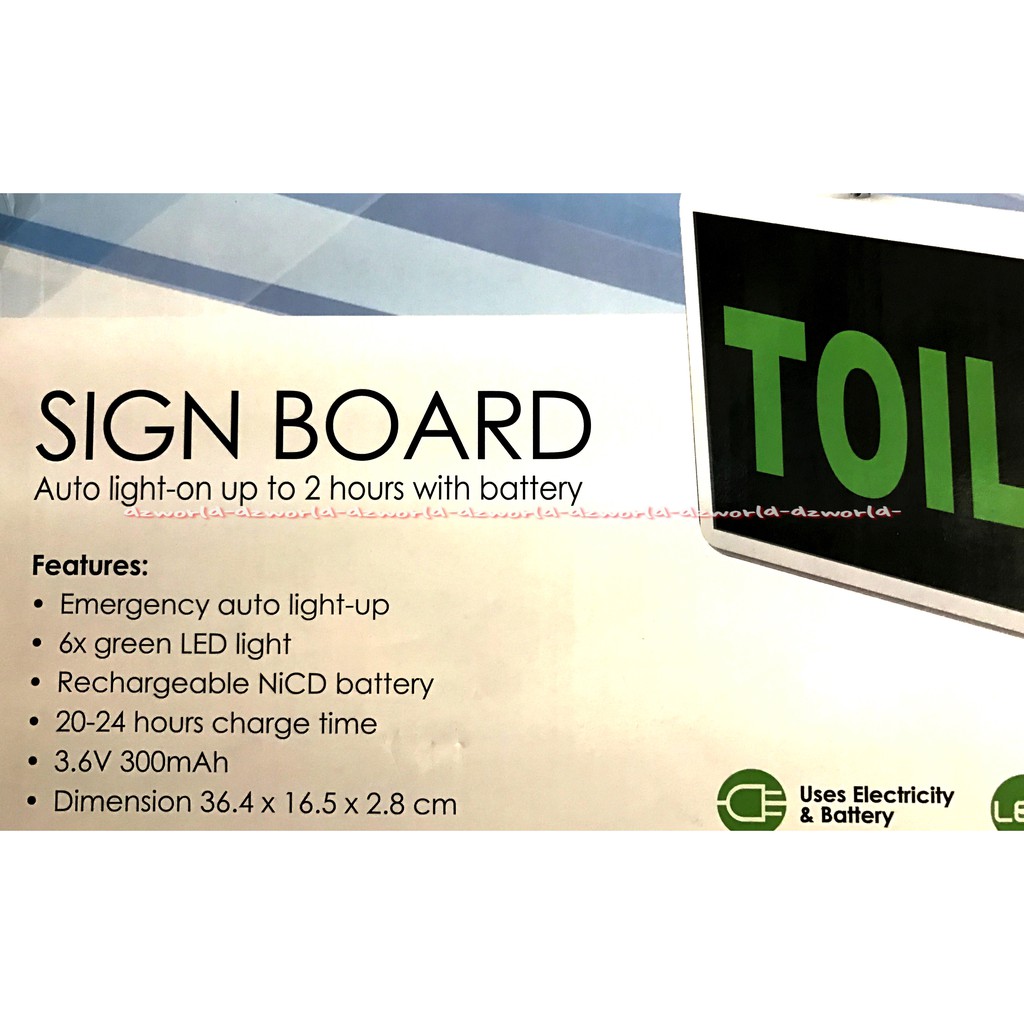 Krisbow Sign Board Green Led Toilet Papan Penunjuk Arah Toilet 2 Sisi Kris Bow Signborn Toilet Kamar Mandi Wc Dengan Lampu LED Panah Kiri Kanan Bolak Balik