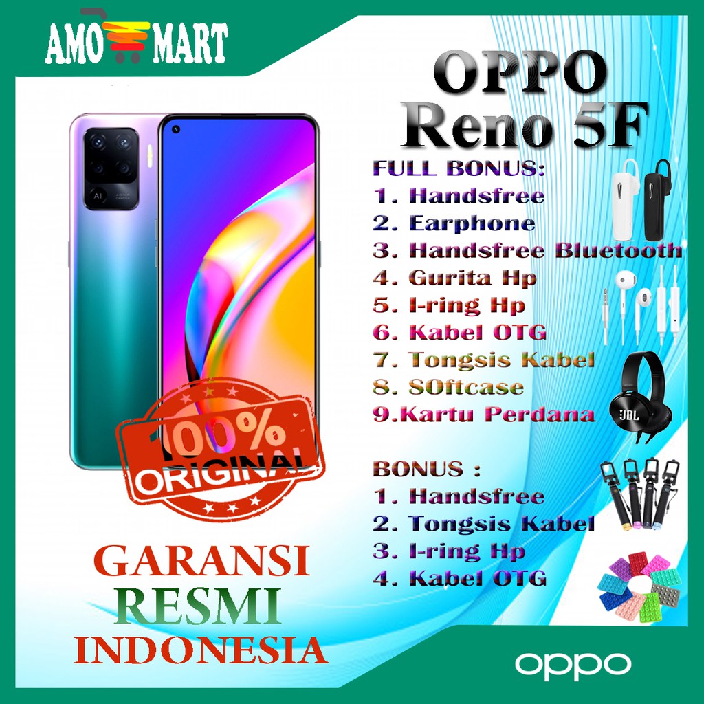 HP BARU OPPO RENO5F RENO 5F RAM 8/128 GB NEW 100% ORI GRS RESMI OPPO