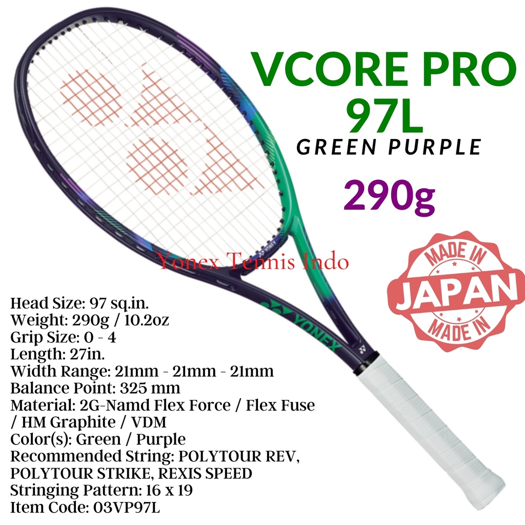 Yonex VCORE PRO 97L 290g Green Purple - racket tennis