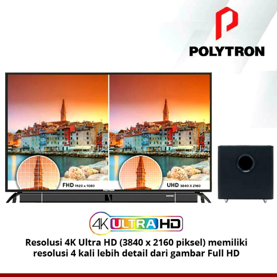 Polytron LED TV 50 Inch 50BUA8859 Android Soundbar Ultra HD 4K