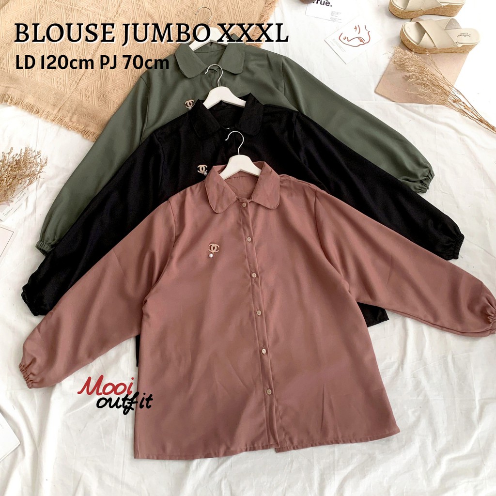 Kemeja Jumbo Wanita / Kemeja Wanita Jumbo Ld 120 / Kemeja Polos Jumbo Wanita / Atasan Wanita Jumbo / Blouse Wanita Jumbo