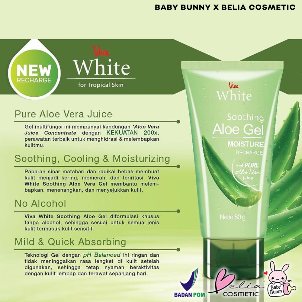 ❤ BELIA ❤ VIVA Soothing Aloe Gel Moisture 80g | Gel Lidah Buaya | Aloevera | BPOM