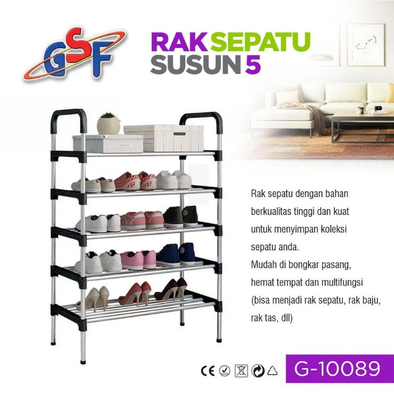 Rak Murah Serbaguna Sepatu Susun 5 tingkat GSF 10089 G-10089 Multifungsi