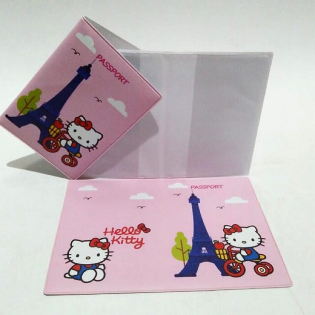 Dompet Paspor Cover Passport Case Pasport Sampul Hello Kitty Kucing Unik Lucu Murah Eiffel Eifel