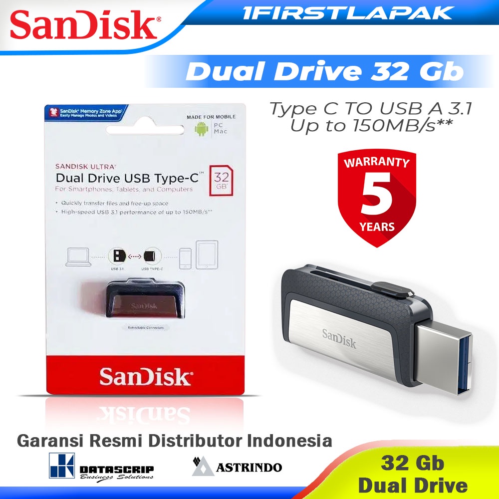 Jual Sandisk OTG 32GB USB Type-C USB 3.1 Ultra Dual Drive Flasdisk 32 ...