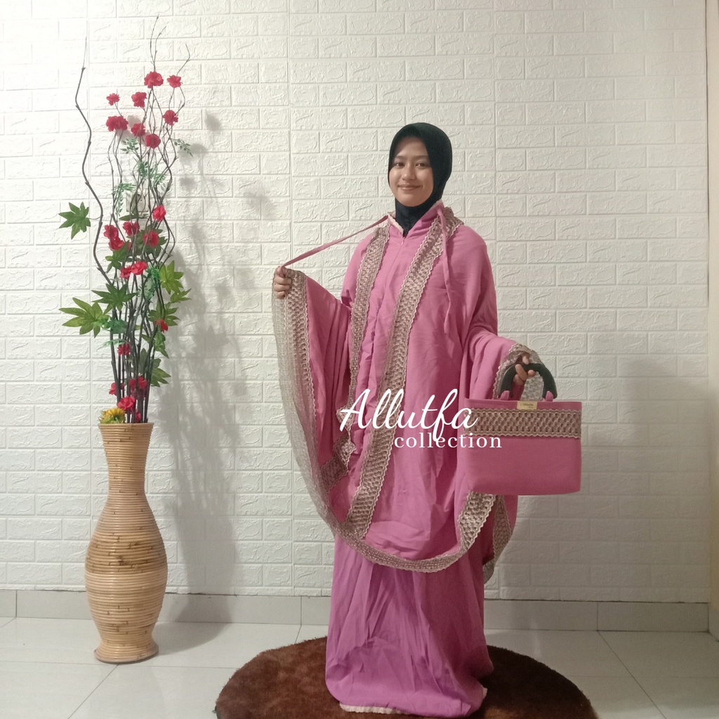 mukena dewasa 2in1 shireen katun bintang hitam series