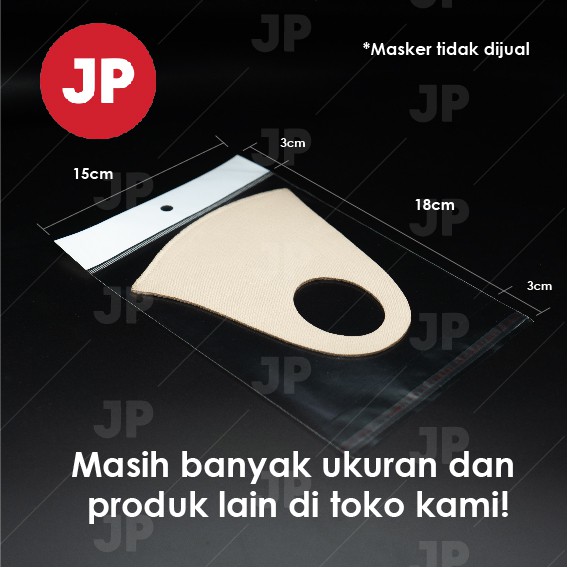 Plastik Opp perlize uk 15 x 21/18 (perlize)+3 /Kemasan Masker/Aksesoris/Opp Display, isi 100pcs/pack