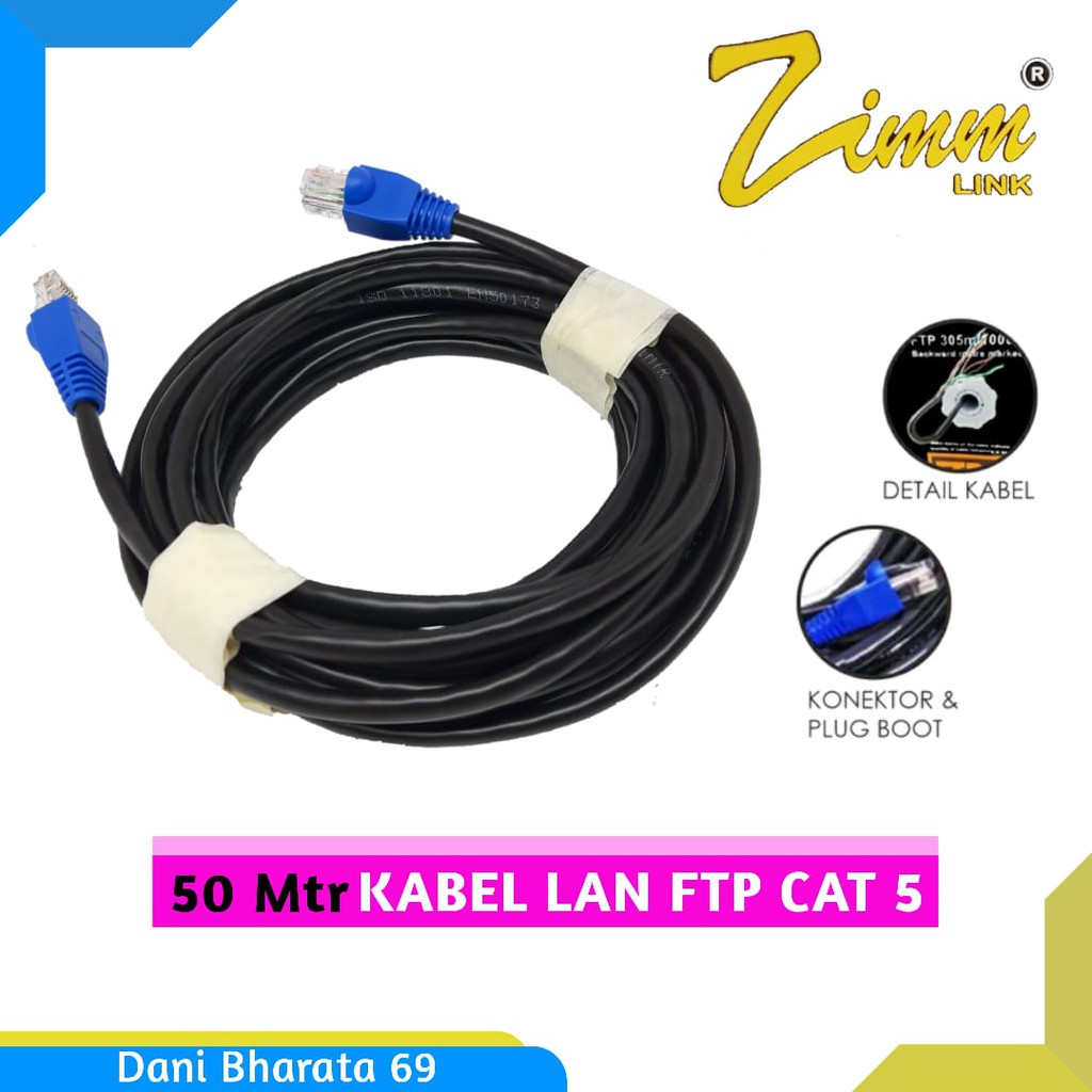 Kabel LAN CAT5e FTP STP Outdoor 50 Meter Siap Pakai Kabel UTP KABEL FTP