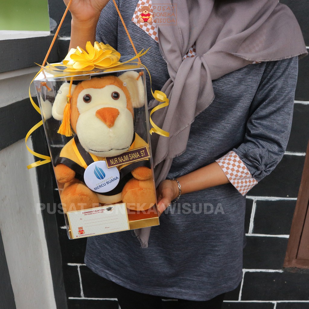 Boneka Wisuda Monkey Monyet Kera Murah Graduation Kado Wisuda Boneka Hadiah Souvenir Cowok Mika Gede