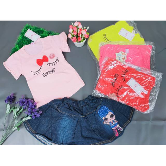 GROSIR Set rok jeans LED import premium(SERIAN)